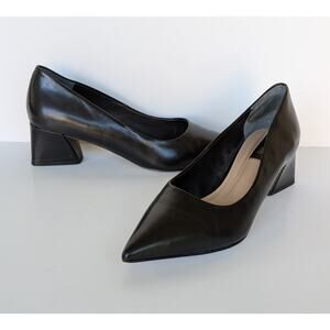 Franco Sarto Womens Black Leather L-Racer Pump Heel Shoes Size 8 1/2 M